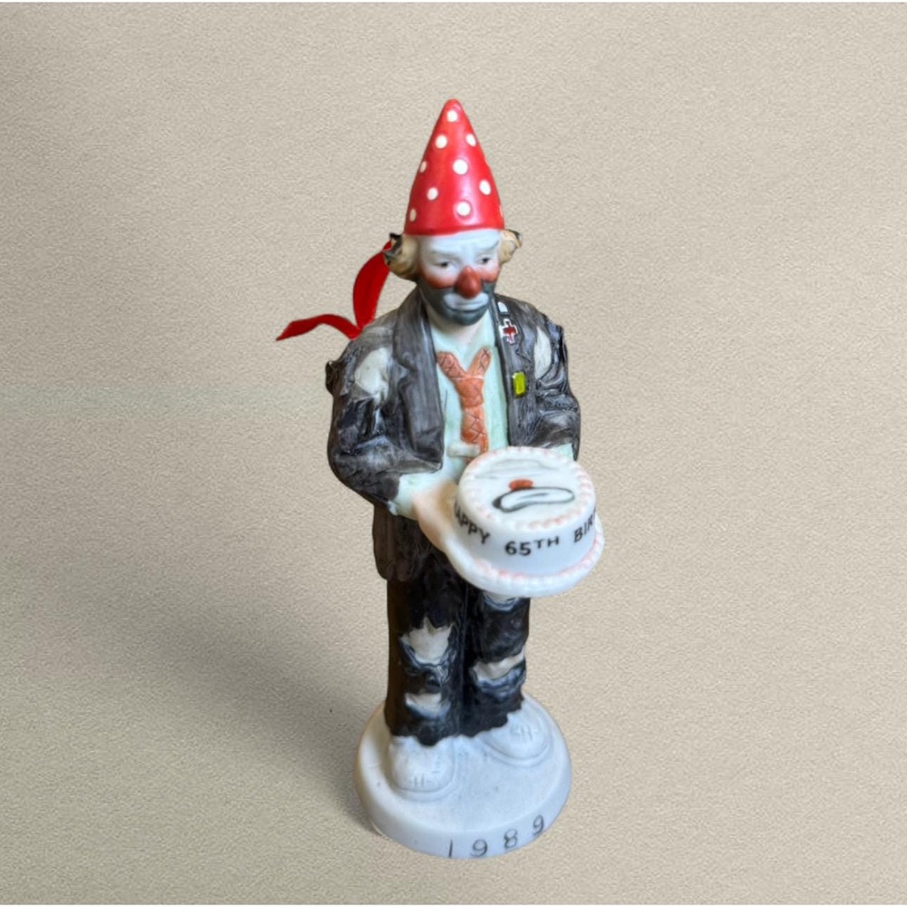 Whimsical Vintage Clown Birthday Ceramic Ornament 1989‎ Figurine Quirky Decor